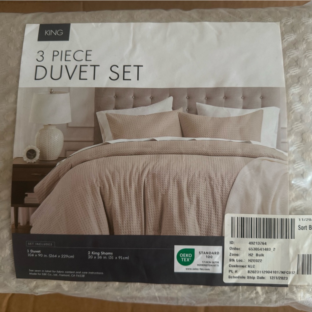 King 3-Piece Duvet Set in Beige